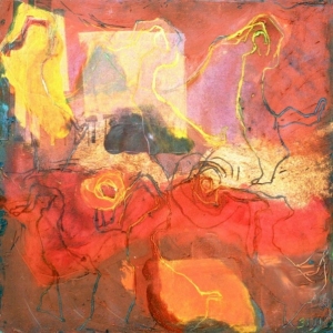 Ocher Dance Figures 100 x 100