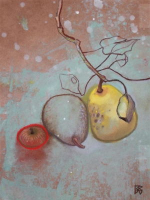 Poires et petite pomme 30X40